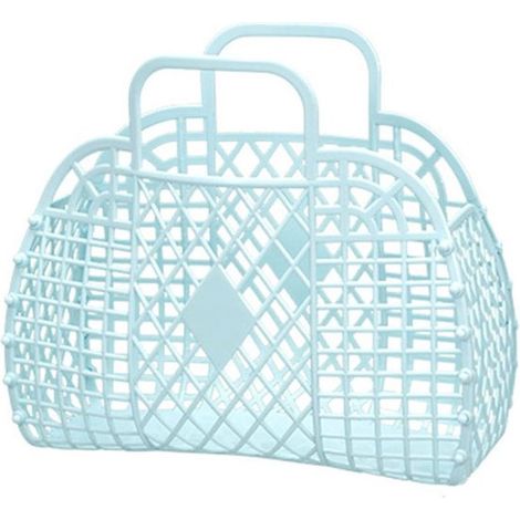 Cestino portaoggetti portatile in plastica cava - Borsa pieghevole per casa - spiaggia - shopping - abbigliamento - giocattoli - 250x110x220 mm - 9,84x4,33x8,66 pollici (1/5)