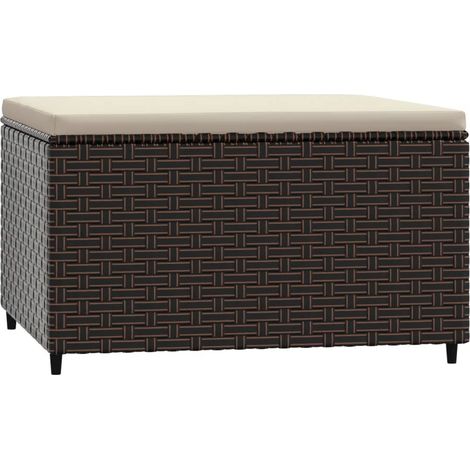 Repose-pied de jardin avec coussin marron résine tressée (1/5)