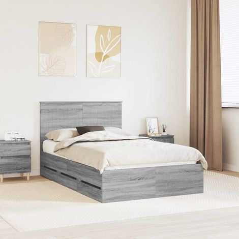 vidaXL Bettrahmen Graues Sonoma 120 x 190 cm Ingenieurs Holz (1/5)