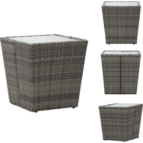 Vidaxl – Table de jardin ronde en résine tressée et verre trempé 41,5x41,5x43 cm – Résistante aux intempéries – Design compact et élégant (1/5)