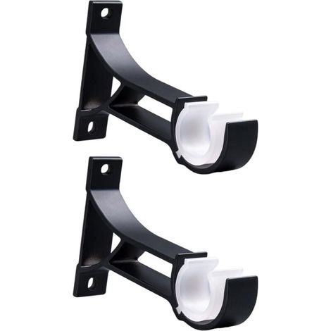 Support de tringle à rideaux, fixation murale, pour tringles de 28 mm, lot de 2, noir (1/4)