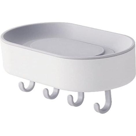 Porte-savon mural gris et blanc pour douche, étagère de salle de bain (1/5)