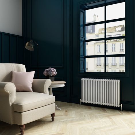 ELEGANT Traditional Horizontal Radiator White Double Radiator Central Heating Column Rads 600 x 988 mm