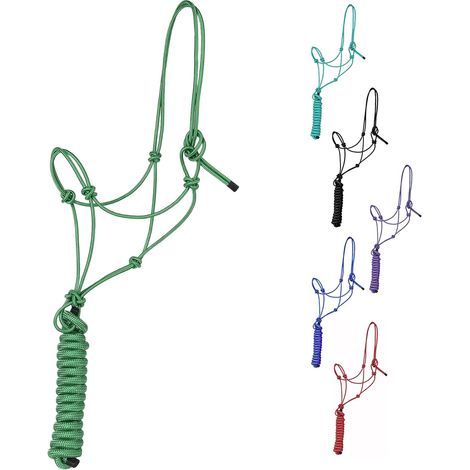 Pferdehalfter, Polyesterseil mit 4 Knoten, 3 m Führstrick, Reitausrüstung (1/5)