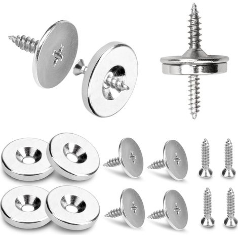 Lot de 4 loquets magnétiques pour portes de placard, verrou magnétique de précision, couleur argent.
