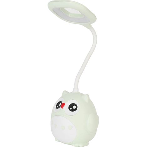 Lampe de bureau, porte-stylo, veilleuse, lampe LED de bureau rechargeable USB protégeant les yeux, motif hibou pour chambre d'étudiant, verte