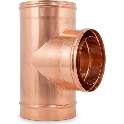 Maka Raccordo a T 90° Canna Fumaria Doppia Parete Aria Inox Rame Ø 80 mm (esterno 130) (1/5)