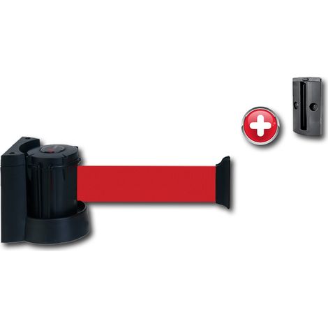 Enrouleur mural avec sangle Rouge 2,30m x 50mm plus Platine murale - 2031547 (1/2)