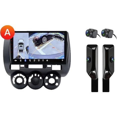 Lettore multimediale per auto, supporto per comandi al volante, dimensioni del display, compatibile con i sistemi smart car Honda Fit Jazz City 2002-2007, V1 Plus 360 (6GB-128GB) - A (1/2)