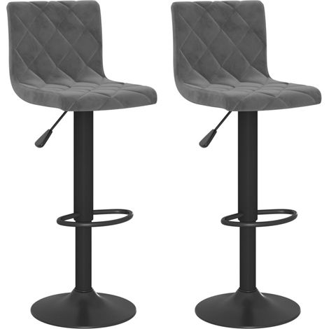 Tabourets de bar 2 pcs Gris foncé Velours 5 (1/5)
