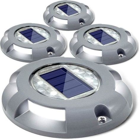 4 pcs Lampe Solaire Jardin, Éclairage Étanche IP65 pour Chemin, Bord de Piscine et Bassin Encastrable dans le Sol