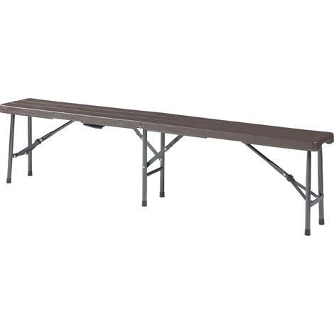 Juego de 2 bancos de camping plegables 180 x 25 x 43 cm efecto madera marrón oscuro 030009598 (1/5)