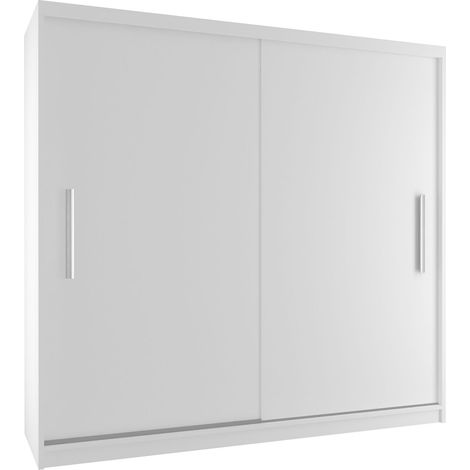 BELINI Grande Armoire 2 Portes Coulissantes VERONA SI 200 cm - Penderie & Tringle - Chambre Adulte - Blanc Mat (1/5)