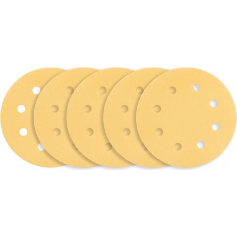 Carta vetrata con velcro, 180 mm, K180, 5 pezzi, con 8 fori per levigatrice 59G263 (1/5)