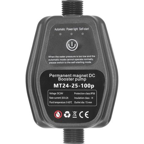 Automatische 100-W-24-V-Druckerhöhungspumpe, Permanentmagnet-Bürstenlosmotor, für die Gartenbewässerung, Schwarz, 100–240-V-EU-Stecker (1/5)