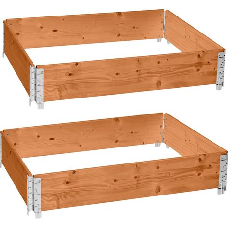 Garronda naturbelassene Hochbeete für Garten Palettenrahmen 120x80x20 cm Hochbeet Holz 2 Stück steckbar stapelbar faltbar für Pflanzen Blumen Kräuter Obst und Gemüse Braun GD-0075