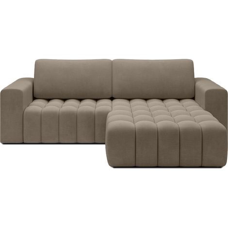 Canapé d'angle droit convertible Clovis Velours Taupe (1/5)