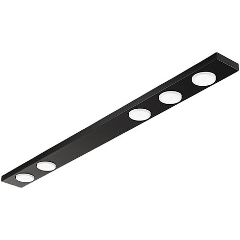 Button - Plafonnier Led 5Xgx53 Max 15W, Rectangulaire 120X10 Cm, Métal Peint, Ip20 - Perenz - Noir (1/2)