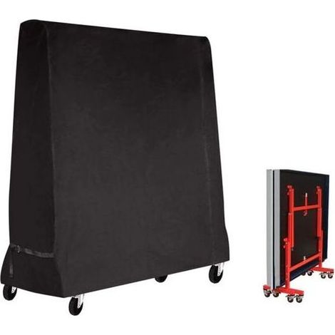 1 pc Housse de protection pour meubles de jardin 201D noire (165 x 70 x 185 cm) Housse de protection pour table de ping-pong Housse de protection pour table de ping-pong d'extérieur imperméable (1/5)