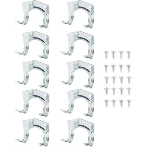 Sollbry Lot de 10 crochets de rangement en métal argentés pour garage, crochets de montage mural utilitaires avec vis pour outils de jardin, vélos, échelles (1/4)