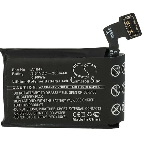vhbw Akku Ersatz für Apple A1847 für Smartwatch Uhr Fitnessarmband (260mAh, 3,81V, Li-Polymer) + Werkzeug-Set (1/4)