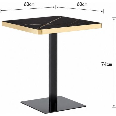 Table à manger carrée avec plateau effet marbre et structure métallique dorée (1/5)