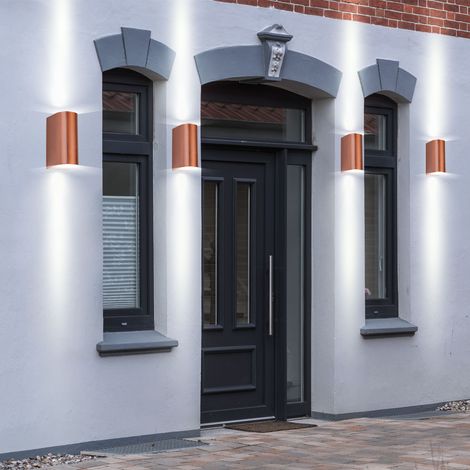 4er Set LED Außen Wand Lampen ALU UP DOWN Strahler Garten Veranda Leuchten