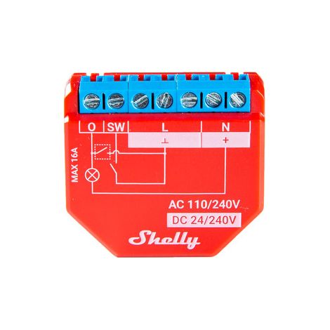 Shelly smart relè smart wifi bluetooth 16a monitoraggio energia sh-plus1pm controllo ac dc (1/10)