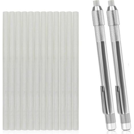 Porte-craie industriel avec recharges, stylo talc argenté pour lignes métalliques précises, 2 stylos + 12 noyaux (2 stylos + 12 noyaux) (1/5)