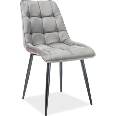 Chaise design velours gris et pieds noirs Harriet (1/4)