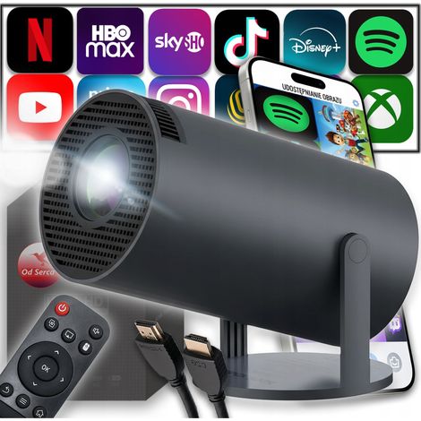 Beamer Android TV WLAN tragbarer Lautsprecher schwarz Bluetooth Mini