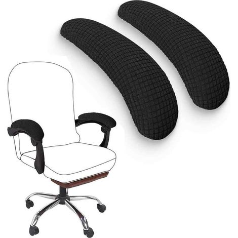 Set mit 2 dehnbaren Armlehnenbezügen aus Polyester, 40 cm, Schwarz, für Bürostühle (1/5)