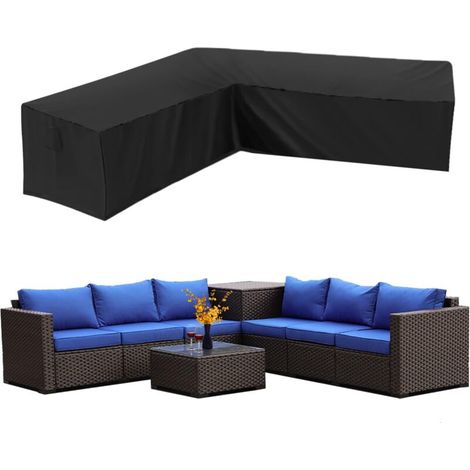 Housse Canapé d'angle Jardin Imperméable 210D Oxford Anti-Poussière Housse pour Meubles de Jardin Forme en L Couverture canapé de Coin (30030098cm) (1/5)