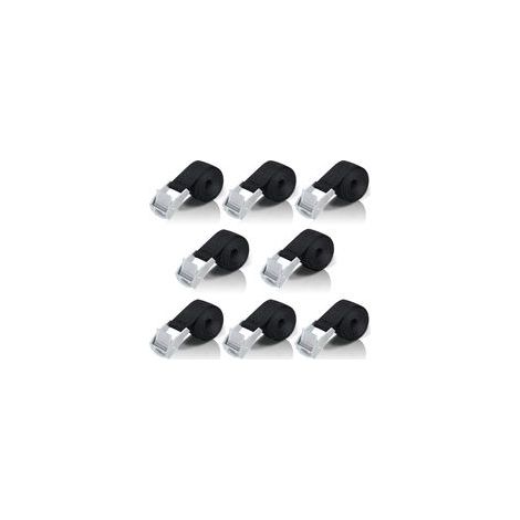 Sangle d'arrimage 8 pièces – Tendeur à cliquet 100 cm – Charge maximale 200 kg – Boucle de serrage en acier inoxydable – Pour transport moto/voiture (1/5)