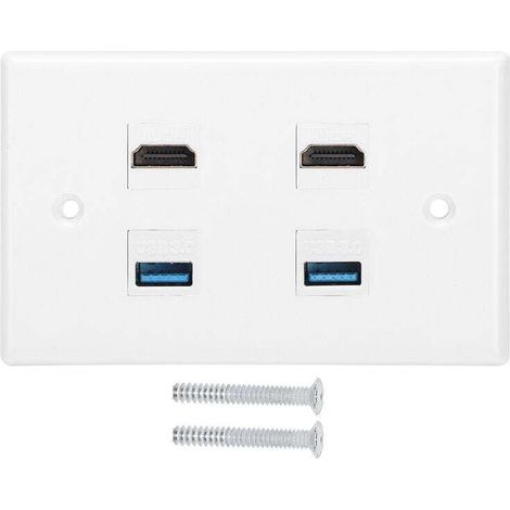2 Ports HDMI et Plaque de Panneau Mural USB Keystone HDMI Femelle à Boucle Femelle avec Fixation Murale pour Chargeur Plaques murales avec Chargeur USB