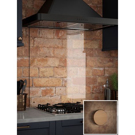 Splashback Clear Glass Kitchen Backsplash Copper Cap 600mm x 750mm (1/3)