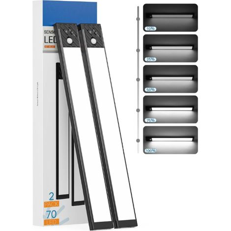 2pcs éclairages sous armoire à 70 LED, Lumière blanche,Noir (1/5)