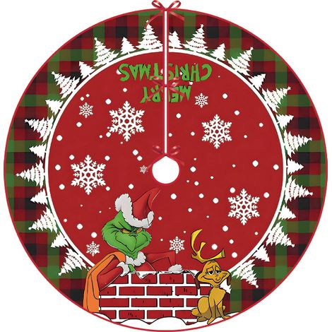 Jupe de sapin de Noël créative, une pièce décorative pour le pied d'un sapin de Noël à la maison, en velours, 120 cm de diamètre (avec 3 cordons). (1/3)