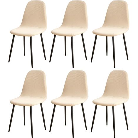 Lot de 1/2/4/6 Housses de Chaise de Salle à Manger en Jacquard, Style rétro scandinave avec Coque arrière latérale sans accoudoirs, pour Cuisine, Salle à Manger, chaises Non incluses (1/5)