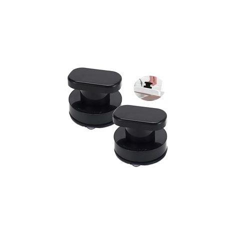 Lot de 2 poignées de porte adhésives noires Forte ventouse Pour porte en verre, tiroir, armoire, réfrigérateur, balcon