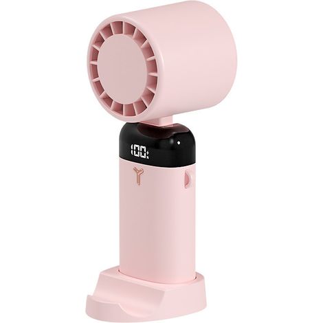 Outdoor Portable Handheld Semiconductor Digital Display Cooling Fan, Mini Desktop Silent Folding Fan - Pink (Standard Model) (1/3)