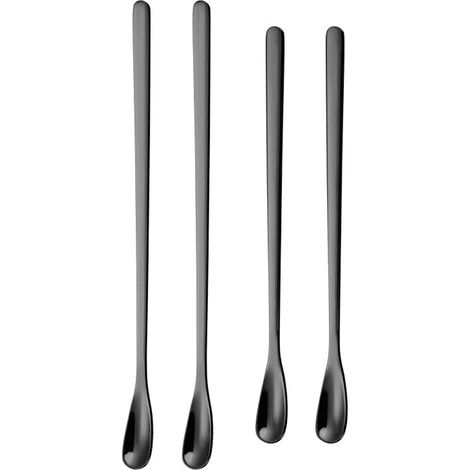 Lot de 4 bâtonnets mélangeurs en acier inoxydable pour café, boissons et cocktails, utilisables à la maison, dans la cuisine ou au bureau.