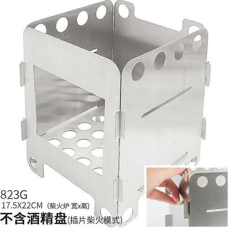 Réchaud à bois d'extérieur portable et amovible, avec ustensiles de cuisine de camping en acier inoxydable et barbecue à bois. (1/5)