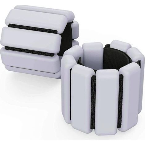 Juego de 2 pesas ajustables para muñecas y tobillos para hacer ejercicio, caminar, trotar, yoga, aeróbic, pilates y fitness (gris) (1/4)