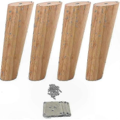 Ensemble de 4 pieds de meubles fuselés en bois, 10 cm de hauteur, pieds de canapé robustes en bois massif. (1/5)