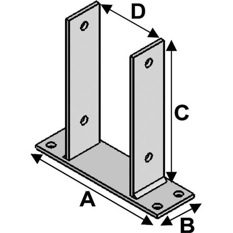 Pied de Poteau en U Type Pbu-71 - 200x60x200x71x5 mm - D-Work (1/5)