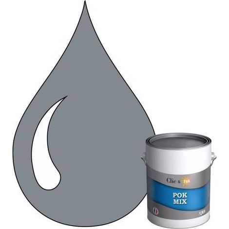Peinture d'Accroche et Finition 2 en 1 - POK - POK MIX - Acrylique Satinée - RAL 7046 - 1L (1/4)