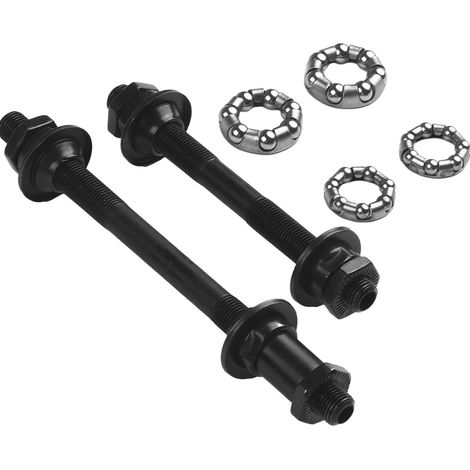 2 ejes de bicicleta, delantero de 108 mm y trasero de 145 mm, con rodamientos de bolas de 1/4 de pulgada y 3/16 de pulgada, para reparación. (1/5)
