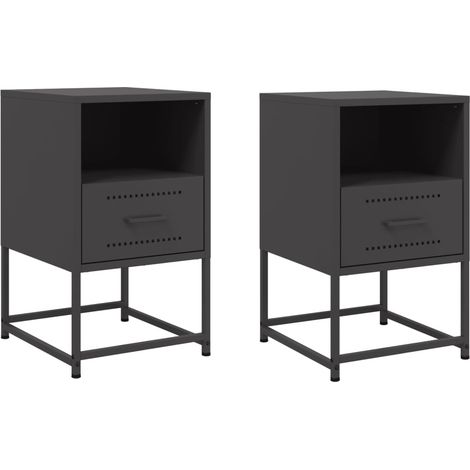 Maison Exclusive - Nachttische 2 Stk. Schwarz 36x39x60,5 cm Stahl