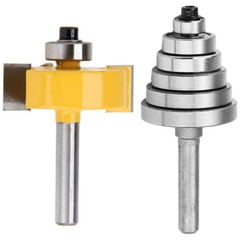 Fraise à feuillure à queue de 6,35 mm avec jeu de 6 roulements 1/8", 1/4", 5/16", 3/8", 7/16", 1/2" (1/4)